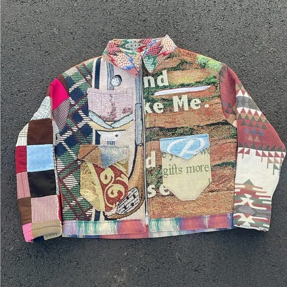custom upcycled patchwork jacket - Picture 1 of 4